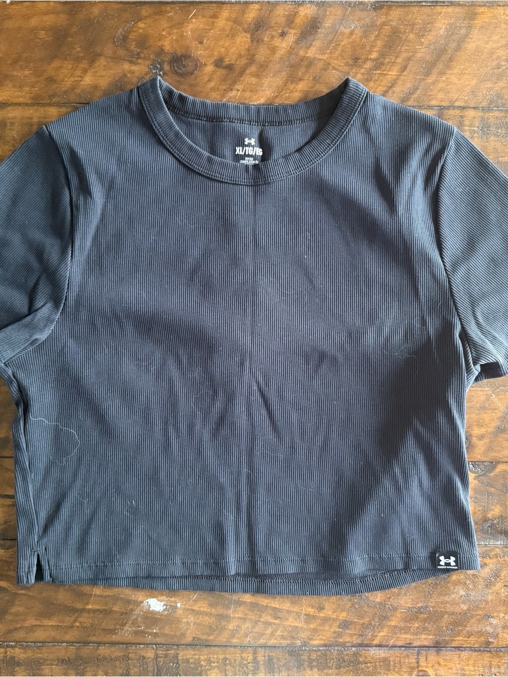 Under Armour Black Ribbed Crewneck Crop Top